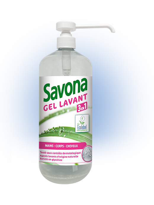 Savona Gel Lavant Ecolabel 3en1 1L 2024 09- bleu